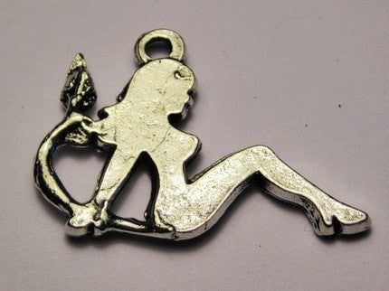 Mud Flap Girl She Devil With Horns And Tail Genuine American Pewter Charm