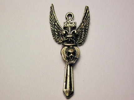 Death Of A Vampire Sword With Skull And Wings Genuine American Pewter Charm