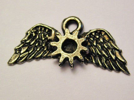 Steampunk Wings With Gear Genuine American Pewter Charm