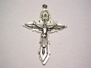 Fancy Crucifix Large Genuine American Pewter Charm