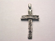 Wooden Style Cross Genuine American Pewter Charm