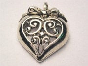 Heart With Bow Genuine American Pewter Charm