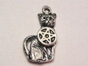 Familiar Cat Genuine American Pewter Charm