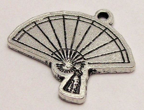 Oriental Fan Genuine American Pewter Charm