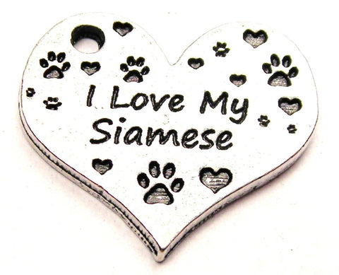I Love My Siamese Heart Genuine American Pewter Charm
