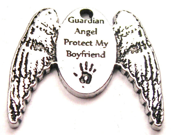 Guardian Angel Protect My Boyfriend Genuine American Pewter Charm