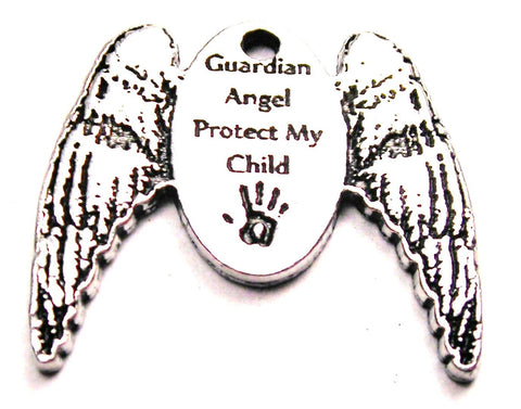 Guardian Angel Protect My Child With Wings Genuine American Pewter Charm