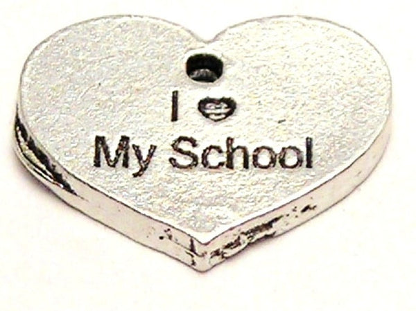 I Love My School Accent Heart Genuine American Pewter Charm