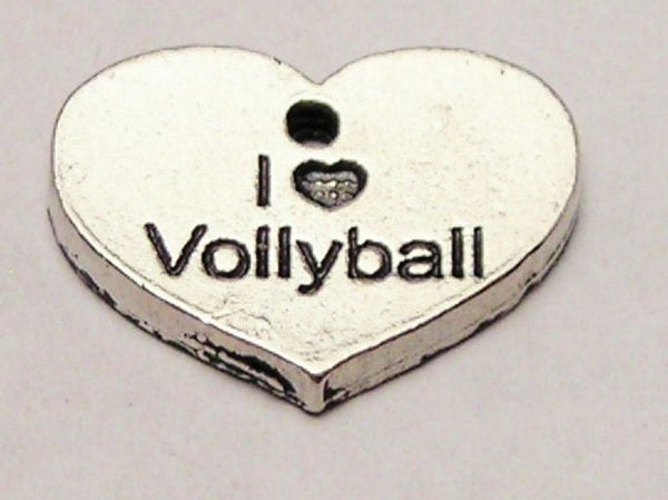 I Love Volleyball Accent Hearts Genuine American Pewter Charm