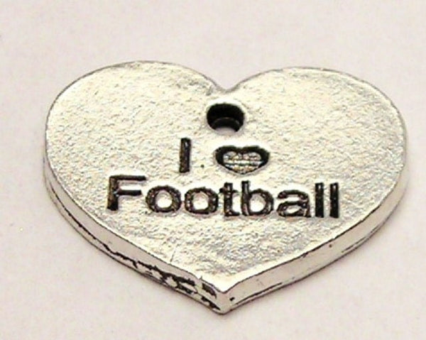 I Love Football Accent Heart Genuine American Pewter Charm