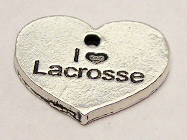 I Love Lacrosse Accent Heart Genuine American Pewter Charm