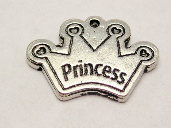 Princess Crown With Four Point Hearts Genuine American Pewter Charm