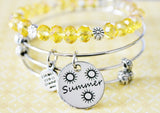 Summer Sunshine Charm Expandable Bangle Bracelet Set