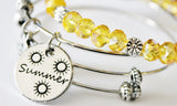 Summer Sunshine Charm Expandable Bangle Bracelet Set