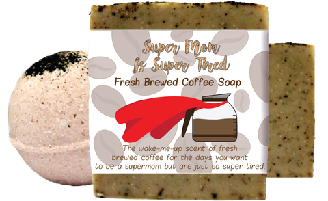 Super Mom Is Super Tired Fresh Brewed Coffee Scented Bath Gift Set