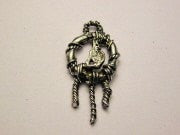 Dream Catcher With Wolf Howling Center Genuine American Pewter Charm