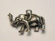 Indian Style Elephant Detailed With Tusk Trunk Up Genuine American Pewter Charm