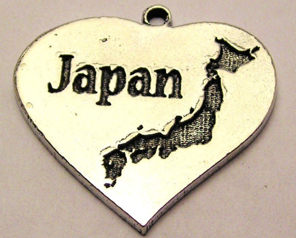 Japan Heart With Map Genuine American Pewter Charm