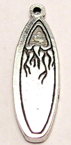 Flaming Surfboard Genuine American Pewter Charm