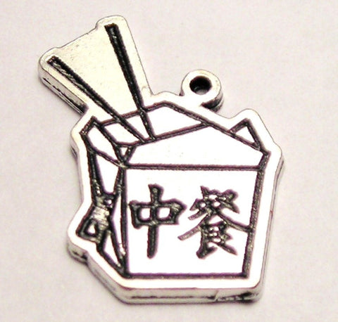 Chinese Food Take Out Genuine American Pewter Charm