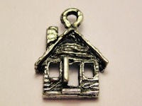 Log Cabin Genuine American Pewter Charm