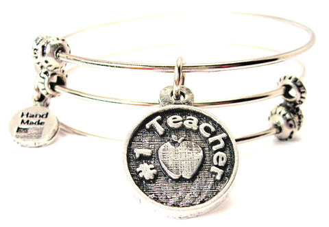 Number One Teacher Triple Style Expandable Bangle Bracelet