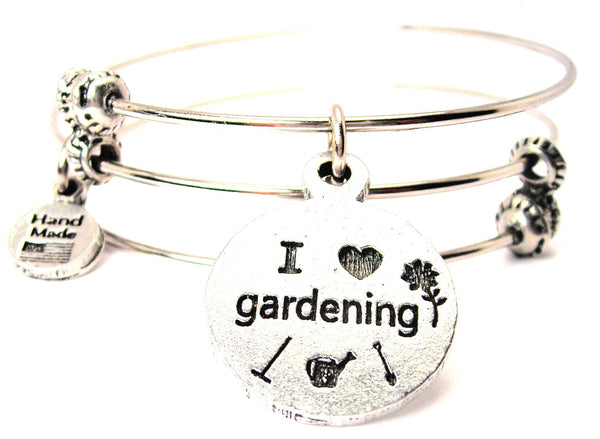 I Love Gardening Triple Style Expandable Bangle Bracelet
