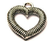 Textured Heart Genuine American Pewter Charm