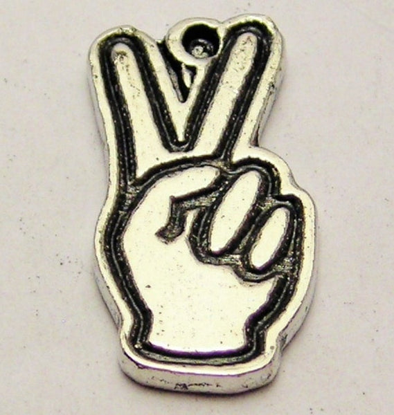 Hand Doing Peace Symbol Genuine American Pewter Charm