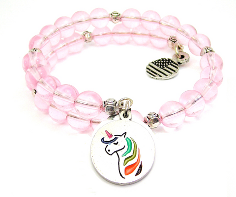 Unicorn With Rainbow Hair Multi Wrap Bracelet