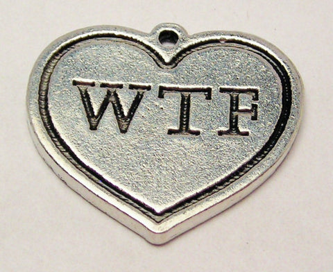 WTF Heart Genuine American Pewter Charm