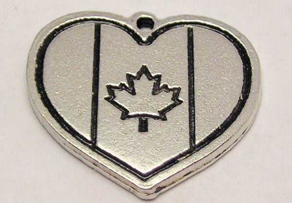 Heart Shaped Canada Flag Genuine American Pewter Charm