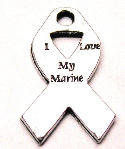 I Love My Marine Awareness Ribbon Genuine American Pewter Charm