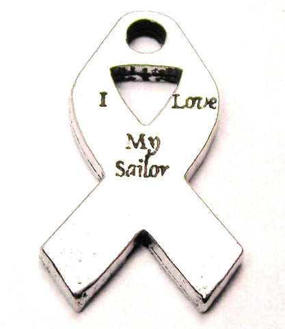 I Love My Sailor Awareness Ribbon Genuine American Pewter Charm