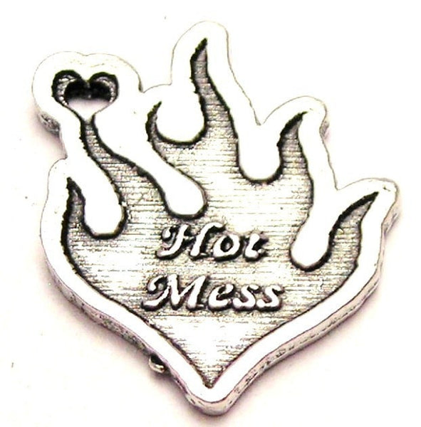 Hot Mess Flames Genuine American Pewter Charm