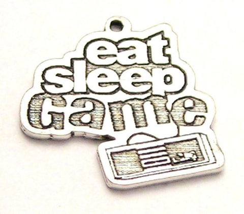 Eat Sleep Game Genuine American Pewter Charm