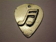 Guitar Pick With Music Notes Actual Size Genuine American Pewter Charm