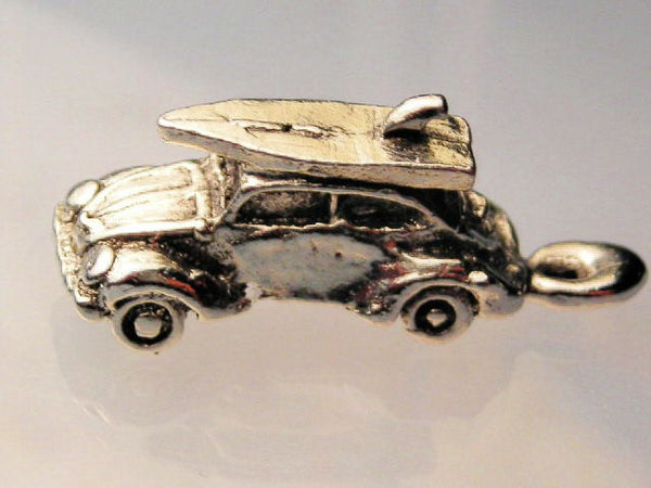 VW Bug With Surfboard On Top Genuine American Pewter Charm