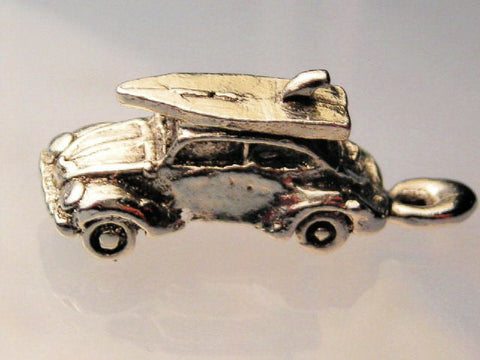 VW Bug With Surfboard On Top Genuine American Pewter Charm