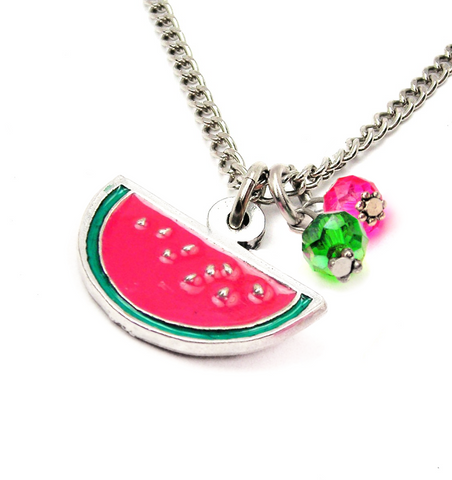Hand Painted Watermelon Charm Necklace