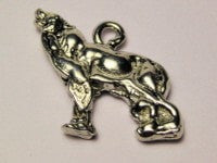 Muscular Wolf Howling At The Moon Genuine American Pewter Charm