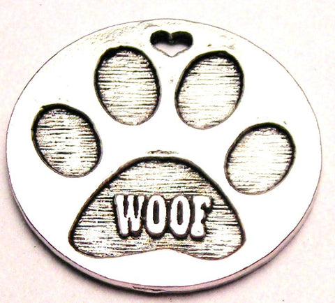 Woof Paw Print Genuine American Pewter Charm