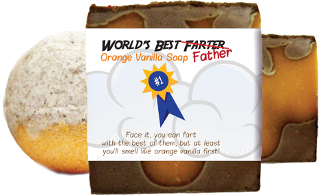 World's Best Farter Father Orange Vanilla Scented Bath Gift Set