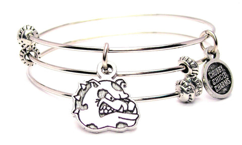 Bulldogs Mascot Triple Style Expandable Bangle Bracelet