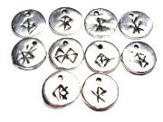 Set Of 10 Runes Genuine American Pewter Charm