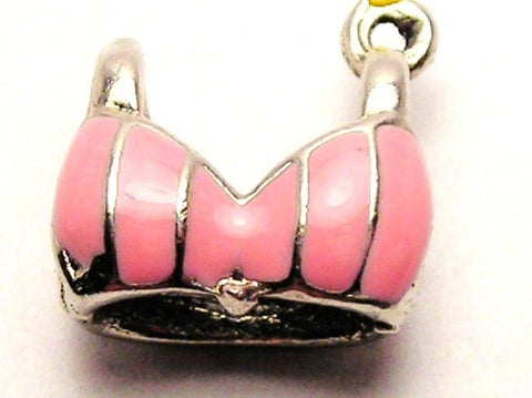Pink Striped Bra For Breast Cancer Awareness Genuine American Pewter Charm