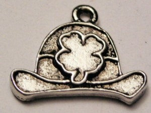 Irish Hat With Clover Genuine American Pewter Charm