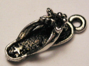 Sandal With Mistletoe And Christmas Tree Genuine American Pewter Charm