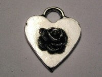 Heart With Rosebud Genuine American Pewter Charm