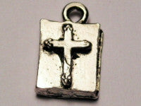 Religious Book With Cross Genuine American Pewter Charm